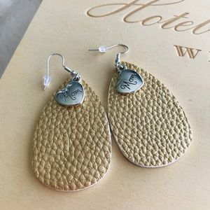 Leather “mom” earring with silver charm